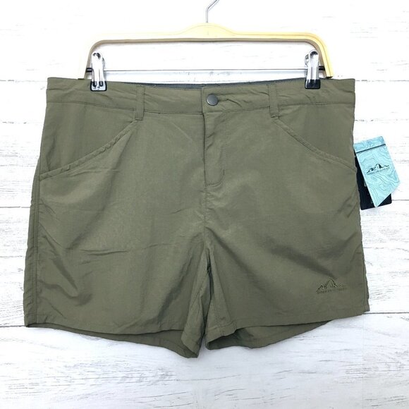 NEW American Outback Khaki Green Shorts Quick Dry SPF Lightweight Camp Hiking L - Picture 1 of 10